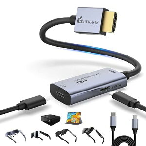 Guermok AR�O���X�p HDMI to USB-C�f���A�_�v�^�[ 1.5m 4K@60Hz�o�� DC5V���d Switch2/1�Ή� �V���o�[