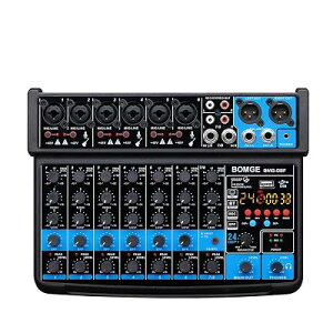 BOMGE 8 channel mini audio mixer Line Mixer �CDC 5V�Cwith MP3 Player,Bluetooth, U disk 48V,24DSP effects, USB recording Ideal for Small Clubs or Bars, Studio Recording�c (8 channels-BLACK)