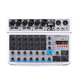 BOMGE 8 channel mini audio mixer Line Mixer �CDC 5V�Cwith MP3 Player,Bluetooth, U disk 48V,24DSP effects, USB recording Ideal for Small Clubs or Bars, Studio Recording�c (8 channels-WHITE)