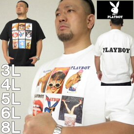 大きいサイズ メンズ PLAYBOY カラー転写 シート プリント 半袖 Tシャツ（メーカー取寄）プレイボーイ 3L 4L 5L 6L 8L Tシャツ 大きい サイズ キングサイズ ビッグサイズ デビルーズ インナー おしゃれ ブランド カットソー メンズファッション 春 夏 服