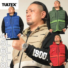 大きいサイズ メンズ TULTEX-多機能キャリーベスト（メーカー取寄）タルテックス 4L 5L 6L 7L 8L 大きい サイズ キングサイズ ビッグサイズ おしゃれ デビルーズ ブランド ジャンパー アウター ベスト 防寒 防風 アウトドア ワーク