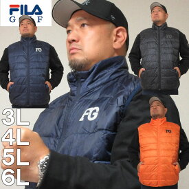 大きいサイズ メンズ FILA GOLF ライト ダウン ベスト（メーカー取寄）フィラゴルフ 3L 4L 5L 6L 大きい サイズ キングサイズ ビッグサイズ デビルーズ ゴルフウェア おしゃれ 防風　防寒