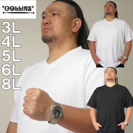 大きいサイズ メンズ COLLINS TPU格子 ジャガード Vネック 半袖 Tシャツ（メーカー取寄）コリンズ 3L 4L 5L 6L 8L 大きい サイズ キングサイズ ビッグサイズ デビルーズ インナー おしゃれ ブランド カットソー メンズファッション 春 夏 服