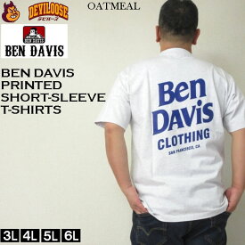 大きいサイズ メンズ BEN DAVIS フロッキー ロゴ コットン 半袖 Tシャツ（メーカー取寄）ベンデイビス 3L 4L 5L 6L キングサイズ ビッグサイズ 大きい サイズ デビルーズ インナー おしゃれ ブランド カットソー メンズファッション 春 夏 服