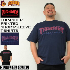 大きいサイズ メンズ THRASHER veins comp コットン 半袖 Tシャツ（メーカー取寄）3L 4L 5L 6L 8L スラッシャー 春 夏 服 キングサイズ ビッグサイズ 大きい サイズ デビルーズ インナー おしゃれ ブランド カットソー メンズファッション 春 夏 服