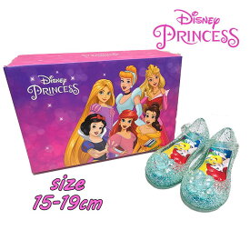 【送料無料】 Disney Princess ディズニープリンセス/アリエル ガラスの靴 サンダル サックス マジックテープ クリアサンダル リゾート 女の子 ビーチ 女児 ラメ キラキラ キッズ こども(216107313 tk290024)