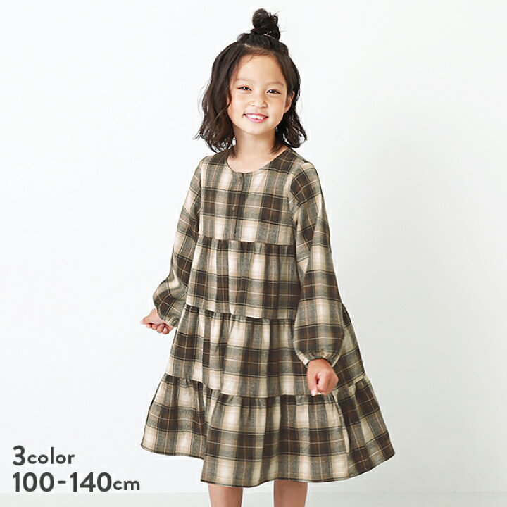 楽天市場 春sale 23 Off チェックティアード長袖ワンピース 子供服 キッズ 女の子 長袖ワンピース ワンピース 長袖 Devirock 楽天市場店