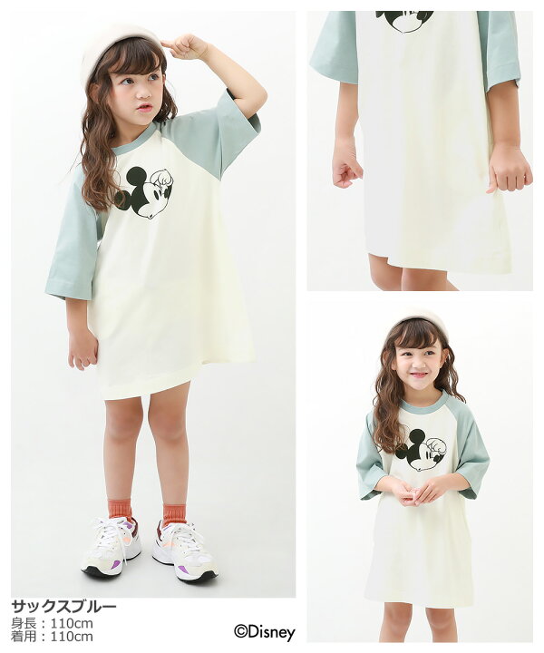 楽天市場 ディズニー ミッキー ラグランワンピース 子供服 キッズ 女の子 長袖ワンピース ワンピース 長袖 22ssワンピース Devirock 楽天市場店