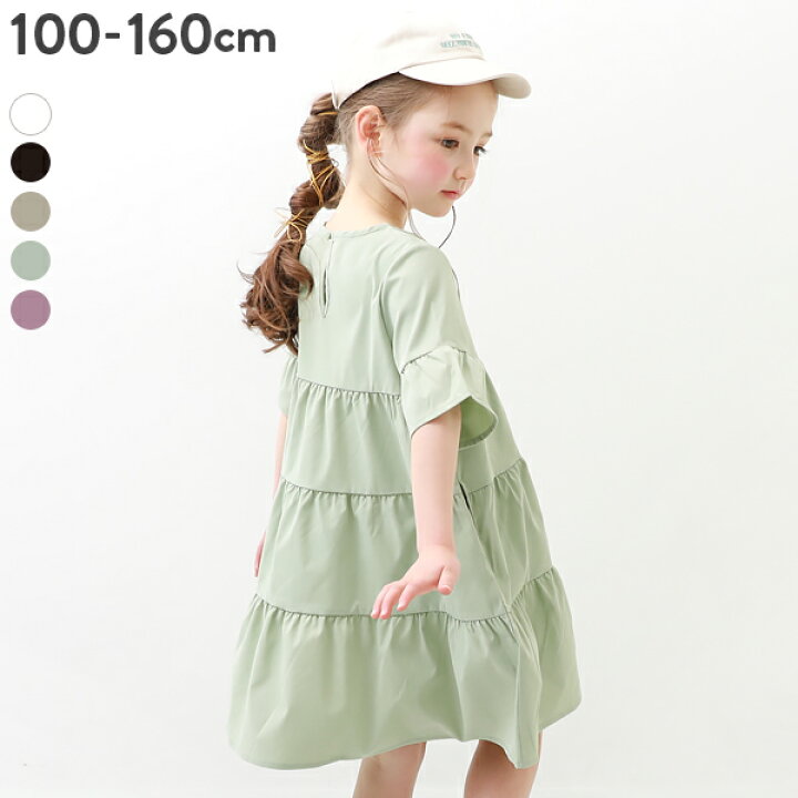 楽天市場 ティアード半袖ワンピース 子供服 キッズ 女の子 半袖 ノースリーブワンピース ワンピース Devirock 楽天市場店