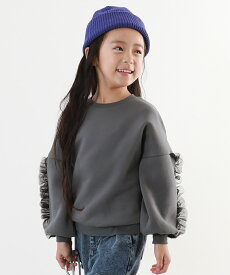【SALE 45%OFF】裏起毛 袖ギャザーフリルチュール トレーナー 子供服 キッズ 女の子 トップス パーカー トレーナー