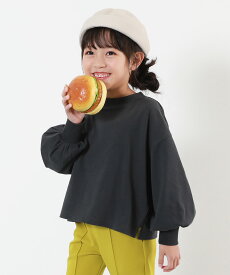 【SPECIAL SALE 14%OFF】綿100% ヘビーウェイト ボリュームスリーブ 長袖Tシャツ 子供服 キッズ 女の子 トップス ロンT 無地 ロングtシャツ 吸汗 クロップド丈 カジュアル かわいい おしゃれ 通学