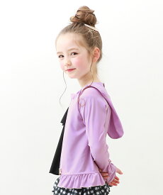 【LIMITED SALE 8%OFF】裾フリル長袖ジップラッシュガード 子供服 キッズ 女の子 水着 プールグッズ 長袖ラッシュガード 24SS_スイムグッズ特集_ラッシュガード