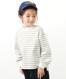 【LIMITED SALE 17%OFF】ガールズ ゆるっとボーダー 長袖Tシャツ 子供服 キッズ 女の子 トップス 長袖Tシャツ ロンT 綿100% 吸汗 24SS_春のガールズコレクション_トップス