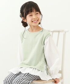 ベストドッキング風 長袖Tシャツ 子供服 キッズ 女の子 トップス 長袖Tシャツ ロンT 綿100% 吸汗