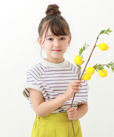 モックネック先染め ボーダー半袖Tシャツ 子供服 キッズ 女の子 トップス 半袖Tシャツ Tシャツ