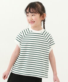 モックネック先染め ボーダー半袖Tシャツ 子供服 キッズ 女の子 トップス 半袖Tシャツ Tシャツ