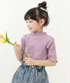 5分袖 リブTシャツ 子供服 キッズ 女の子 トップス 半袖Tシャツ Tシャツ