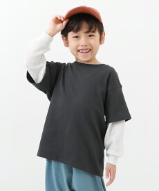 レイヤード風 長袖Tシャツ 子供服 キッズ 男の子 女の子 トップス 長袖Tシャツ ロンT ビッグシルエット オーバーサイズ