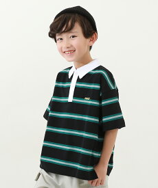 【LIMITED SALE 28%OFF】ビッグシルエット マルチボーダー 半袖ラガーシャツ 子供服 キッズ 男の子 トップス 半袖Tシャツ Tシャツ