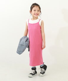 【LIMITED SALE 11%OFF】リブキャミワンピース 子供服 キッズ 女の子 半袖ワンピース ノースリーブワンピース ワンピース