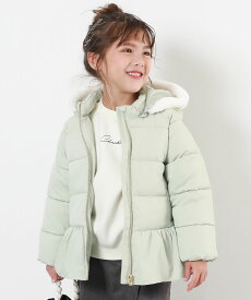 洗える ファイバーダウン フードが取り外せる ペプラム ジャケット 子供服 キッズ ベビー服 女の子 ダウンジャケット コート アウター ジャケット 通学 通園 フード無し フード付き 洗える 中綿アウター 冬服 防寒着 手洗い可