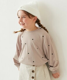 ハート総柄 長袖Tシャツ 子供服 キッズ 女の子 ロンT トップス