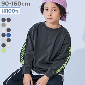 【送料無料】【一部予約】綿100％ デビラボ BIGシルエット 袖プリント袖リブ 長袖Tシャツ 子供服 キッズ ベビー服 男の子 女の子 ロンT トップス