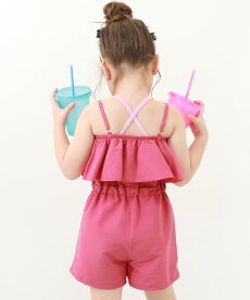 【LIMITED SALE 最大49%OFF】UVカット サロペット付き セパレート水着 3Pセット 子供服 キッズ 女の子 水着 セパレート水着 プールグッズ 水泳 海水浴