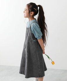 【SPECIAL SALE 72%OFF】ライトオンス ケミカルデニム ジャンスカ 子供服 キッズ 女の子 サロペット セットアップ オールインワン 綿100%