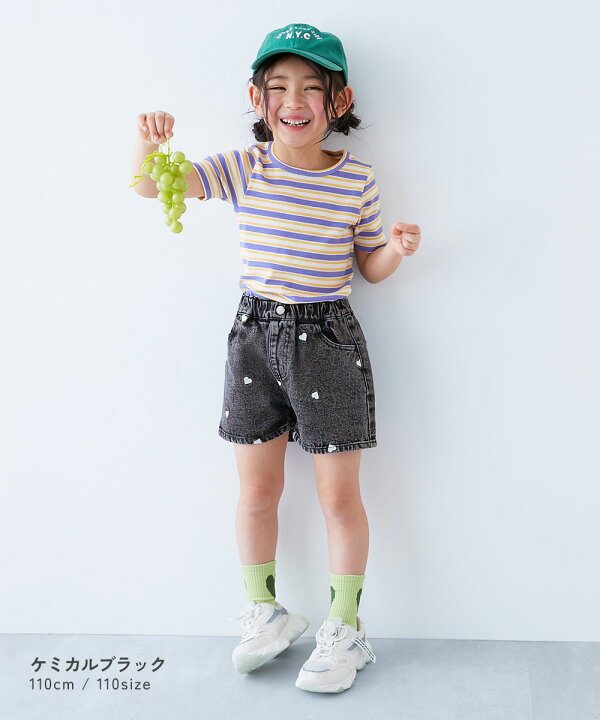 楽天市場】ハート刺繍 デニムショートパンツ 子供服 キッズ 女の子 