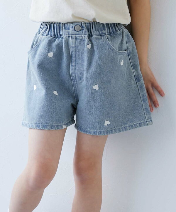 楽天市場】ハート刺繍 デニムショートパンツ 子供服 キッズ 女の子 