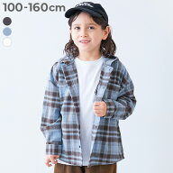 綿100% フードデザイン ネルチェックシャツ 子供服 キッズ 男の子 女の子 フード チェック 羽織り コット…