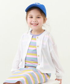 UVカット ガールズ クルーネック カーディガン 子供服 キッズ 女の子 UVカット UV対策 紫外線対策 カーデ 羽織り 冷房対策 トップス 26ss_UV特集