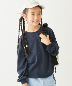 ハート総柄 長袖Tシャツ 子供服 キッズ 女の子 ロンT トップス 26ss_girls