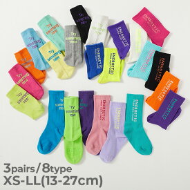 親子で使える 3足セット ネオンカラー ロゴソックス 子供服 キッズ 男の子 女の子 入園 入学 通園 通学 小学校 幼稚園 保育園 運動会 カラーソックス 派手 靴下