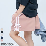 リボン付き サイドラインショートパンツ 子供服 キッズ 女の子 半ズボン 短パン ウエストゴム リボン ハ…