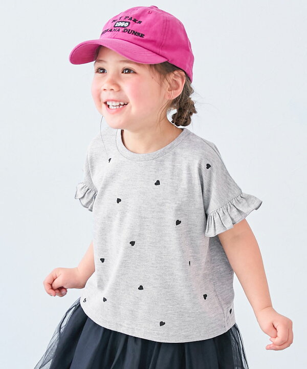 楽天市場】ハート総柄 袖フリル 半袖Tシャツ 子供服 キッズ 女の子 
