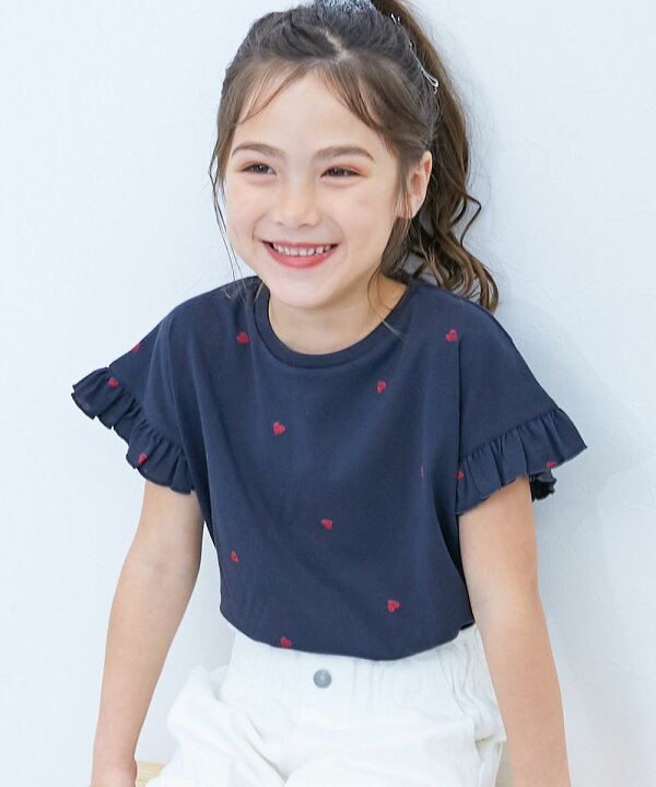 楽天市場】ハート総柄 袖フリル 半袖Tシャツ 子供服 キッズ 女の子 