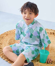 すぽっと着られる 着心地やわらか 総柄プリント おやすみ甚平 子供服 キッズ 男の子 女の子 お祭り 夏祭り 花火大会 パジャマ 甚平 浴衣甚平特集
