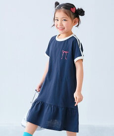 サイドライン ティアード 半袖ワンピース 子供服 キッズ 女の子 半袖ワンピース ワンピース