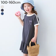 サイドライン ティアード 半袖ワンピース 子供服 キッズ 女の子 半袖ワンピース ワンピース