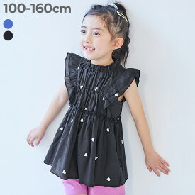 【SPECIAL SALE 55%OFF】綿100% おめかし ハート総柄プリント ティアード さらっと軽やかチュニック 子供服 キッズ 女の子 シャツ ブラウス トップス 26summer_girls