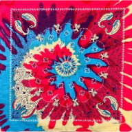 Bandana-Pink/Yellow/Blue Paisley Tie Dye タイダイ×ペイスリー　バンダナ　ダンス衣装　デコレション…