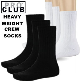 3足パック[全2色]Pro Club Heavyweight Crew Socks【3pairs set】 (プロクラブ) ヘビーウエイト　クルーソックスSOCKSSIZE 9-11【27〜29cm】, 10-13【28〜31cm】, 13-15【31〜33cm】 ソックス 靴下男女兼用　ヒップホップ　ストリート