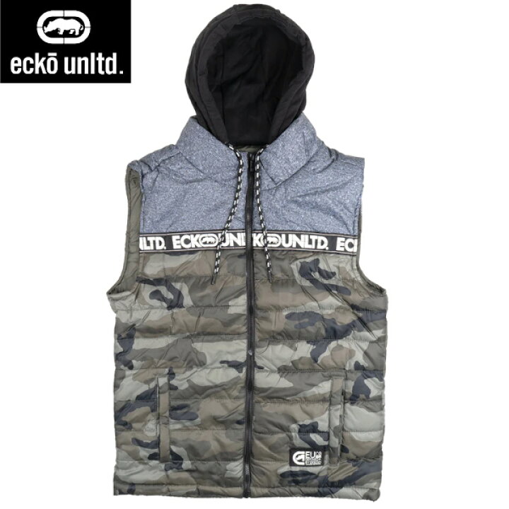 楽天市場】ECKO UNLTD PUFFER BOMBER VEST HOODIE BUBBLE VEST 