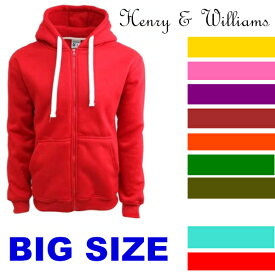 HENRY & WILLIAM　(H&W) [ヘンリー＆ウィリアム] 【全10色】New york style zip up hoody　[あす楽]【4XL〜6XL】 大きいサイズ 無地ジップアップフーディ派手　スウェット パーカー メンズ 大きいサイズ パーカ 3L 4L 5L 7L 8L