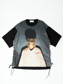 【Azuma.】アズマ　ZAZENBOYS DELAYMAN LACE UP SHORT SLEEVE T-SHIRT BLACK レースアップTシャツ ザゼンボーイズ ディレイマン 東京コレクションブランド メンズ モード デザイナーズブランド 向井秀徳