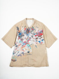 【Azuma.】アズマ　OPEN COLLAR SHIRT × 天明屋尚「韻」 オープンカラーシャツ 開襟 東京ブランド メンズ モード デザイナーズブランド 2024SSコレクション 正規取扱店 通販 ネオ日本画 現代アーティスト 現代作家コラボレーション