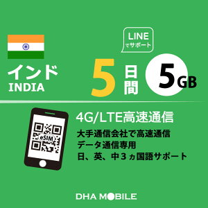 Ch eSIM 5 5GB(ƒᑬ128kbps) vyChSIM AirTel 5G/4G f[^ʐMp esimΉsimt[[̂ݑΉ Chsim