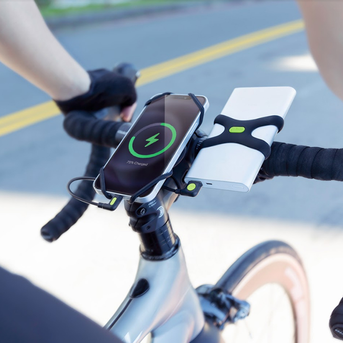 情熱セール情熱セールBone 自転車用 スマホ充電キット Android用 L字型 TypeCケーブル付属 後付け モバイルバッテリーホルダー  走行しながら充電 ステム／ハンドル両対応 簡単取り付け Bike Phone Charger Kit 自転車用アクセサリー 